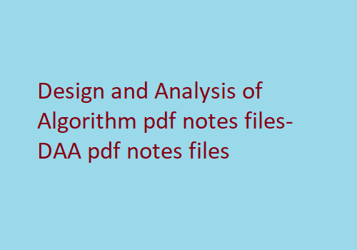 design and analysis of algorithms pdf uptu notes mca